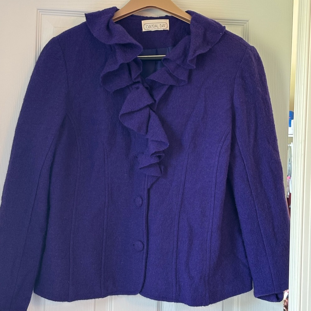 Women's Purple Ruffle Collar Coat